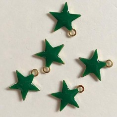 Charm stellina dorata verde pino con rifiniture dorate...