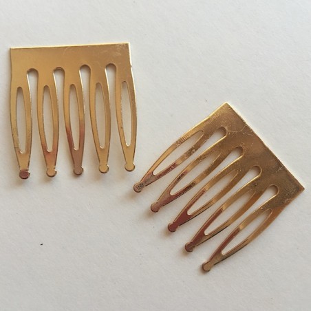 Piccolo Pettine per capelli in metallo dorato  23x23 mm, 5 dentini