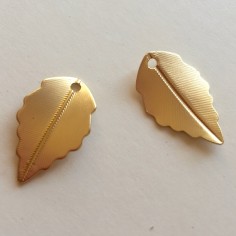 Charm dorato satinato foglia 17mm, x 1
