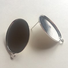 Orecchino a perno in ottone galvanizzato argento ovale...