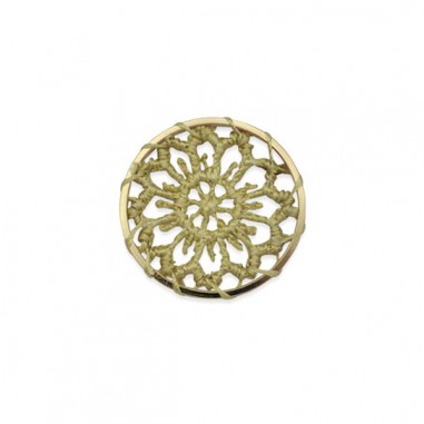 Pendente anello dorato piatto con ricamo in...