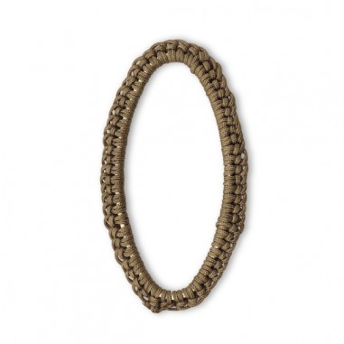 Pendente anello dorato piatto ovale con ricamo...
