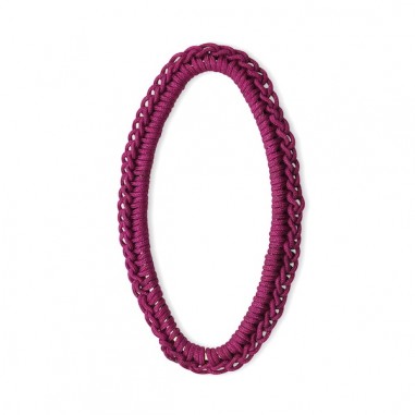 Pendente anello dorato piatto ovale con ricamo...