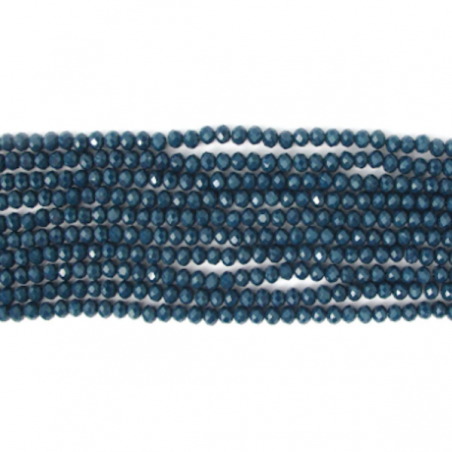 Confezione da 140 sfere mezzo cristallo rotonda schiacciata petrolio 4x3 mm