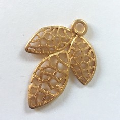 Charm pendente oro matt foglia stilizzata traforata...