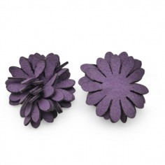 Fiore in 3D in finta pelle scamosciata viola 24 mm, x 1
