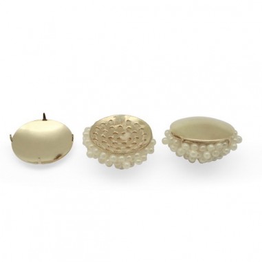 Coppia di Cabochons con perline rocailles 16 mm...