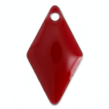 Charm smaltato su entrambi i lati losanga rosso scuro16x9mm, x 1