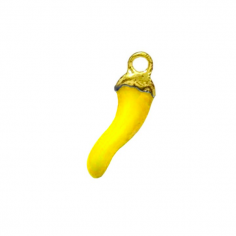 Charm peperoncino giallo con rifiniture dorate 14 mm, x 1