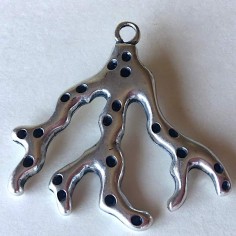Charm argento americano rametto di corallo 41x39mm, x 1