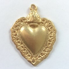 Piccolo Charm pendente oro matt cuore sacro 26x18mm, x 1