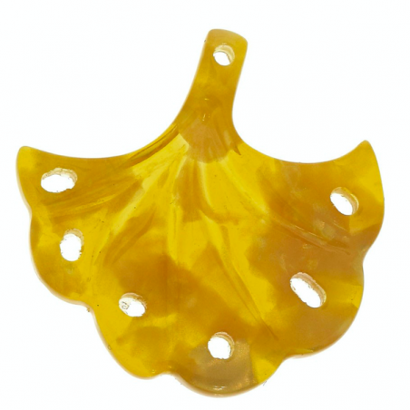 Charm in acetato pendente connettore foglia ginkgo giallo 24 mm