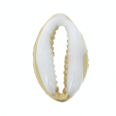 Charm conchiglia dorato matt smaltato bianco 17x10 mm, x 1
