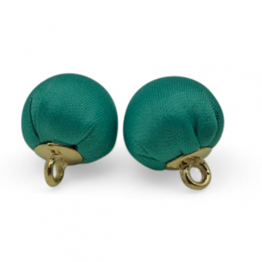 Ponpon in satin con anellino dorato turchese...