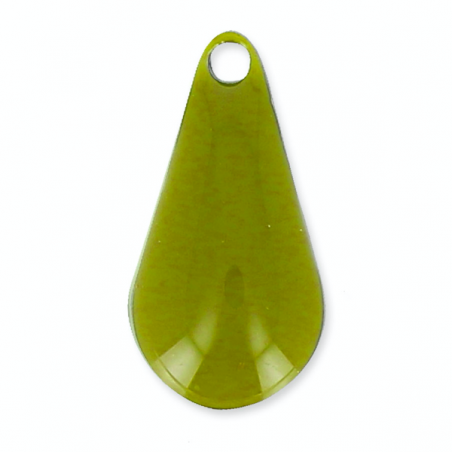 Charm goccia color kaki 12x5 mm, x 1