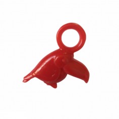 Charm in resina tucano in 3D rosso con grande anello...
