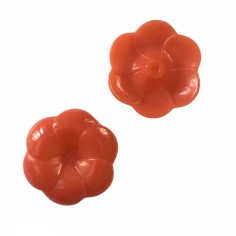 Charm fiorellino in resina color corallo  con foro...