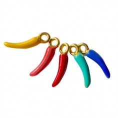 Confezione di 6 Charm cornetti smaltati in vari colori...