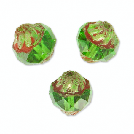 Perlina in vetro dalla forma particolare color verde 11x10mm, x 10