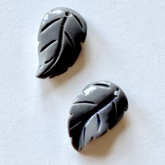 Charm foglia con foro passante grigio chiaro con foro...