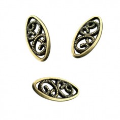 Piccolo charm connettore dorato ovale anticato 13x6mm, x 2
