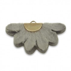 Pendente ventaglio fiore in lana grigio perla chiaro...