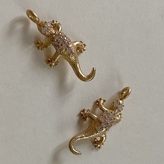 Charm dorato piccolo gheco con cristallini 17x5mm, x 1
