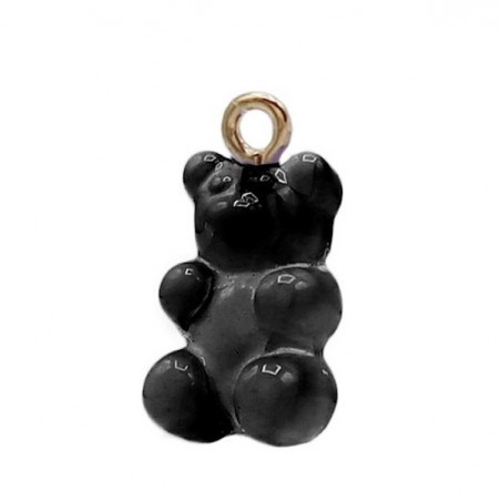 Charm in resina nero Orsetto Caramelloso 20x11mm, x 1