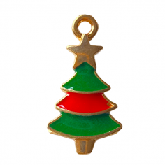 Charm dorato Albero di Natale smaltato solo da un lato...