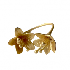 Anello dorato matt regolabile con due gigli