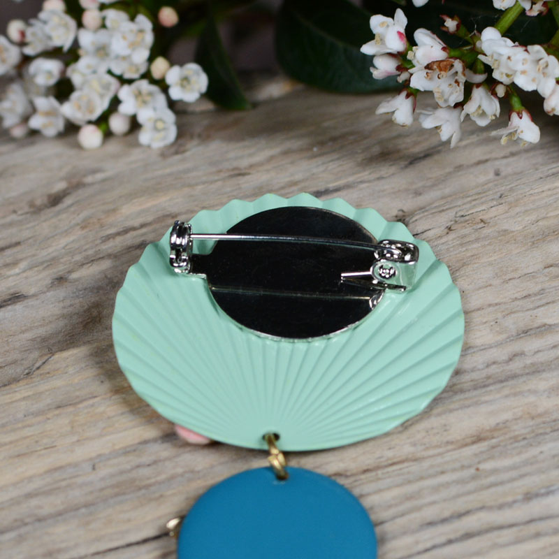 Spilla per abiti smaltata verde "Sakura" - Retro