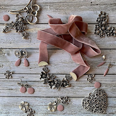 Collana colletto "Silver&Velvet" e orecchini coordinati